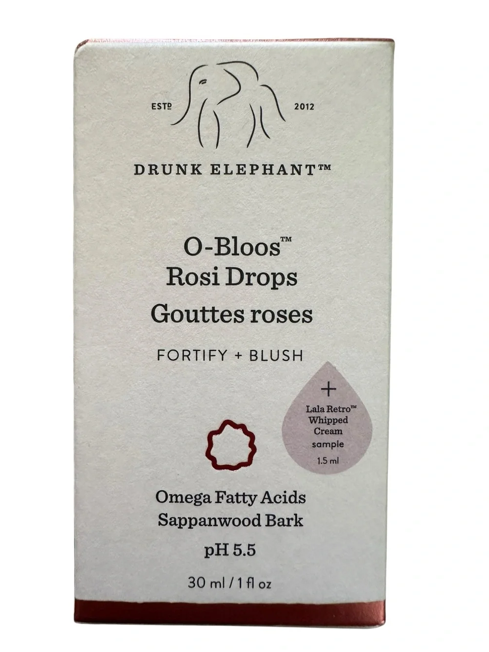 Drunk Elephant O-Bloos Rosi Drops 30mL + Lala Retro Sample NIB